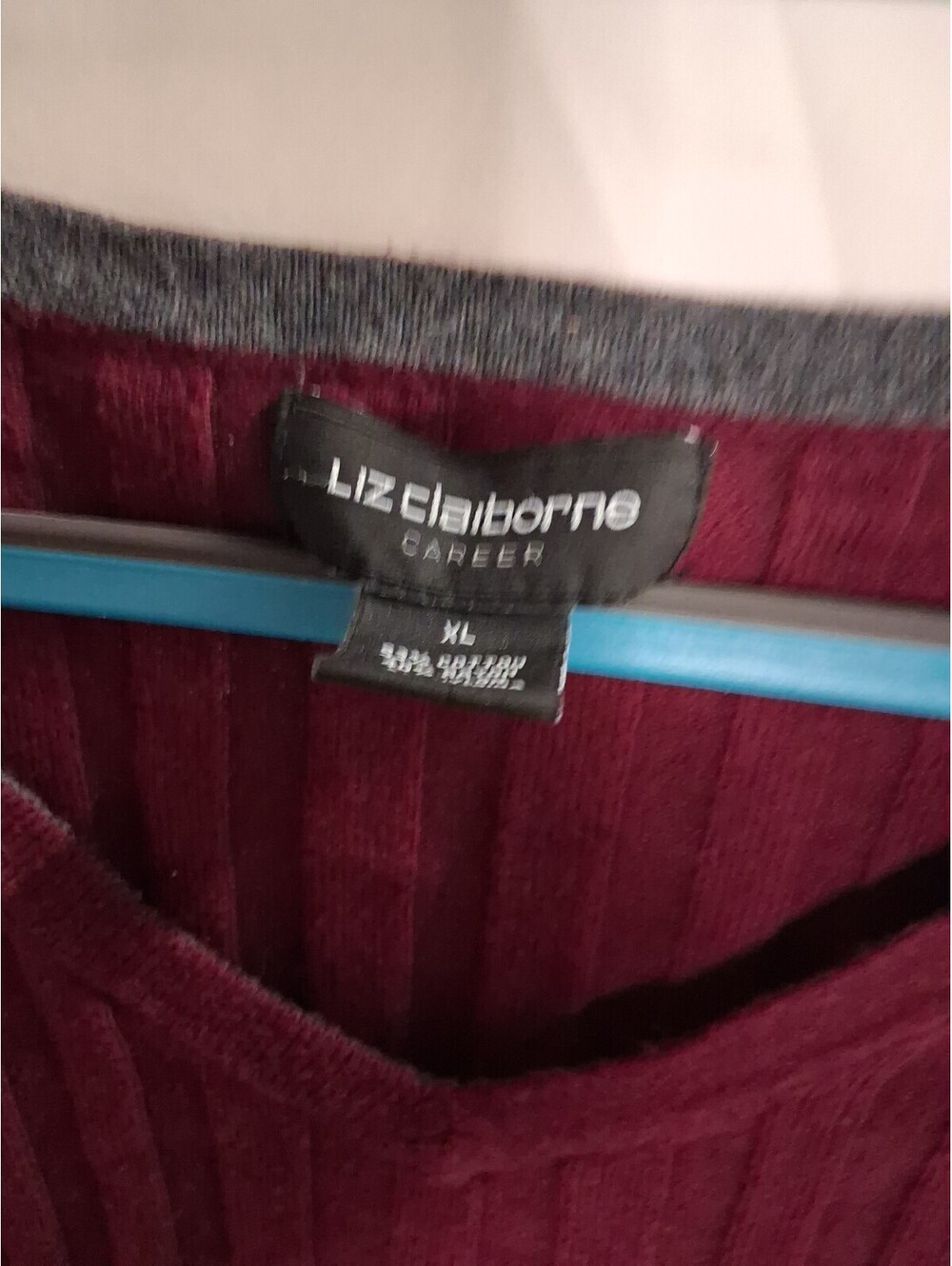 Liz Claiborne Women's Burgundy Sweater Blouse Long Sleeve - Size Extra Large I2 - Picture 3 of 6
